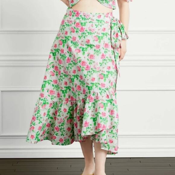NEW Hill House Mirabel Pink Roses Floral Midi Wrap Skirt - Picture 12 of 12